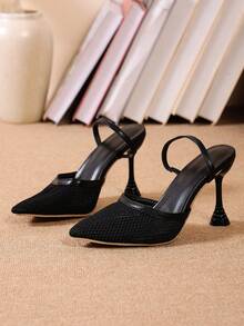 planare 新款女士时尚简约优雅露跟高跟鞋，适合日常通勤、约会、派对等各种场合。 - 黑色 - 查看 8