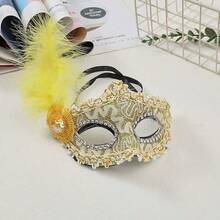 【Linghuicos】1/3/8件装女士优雅蕾丝羽毛面具，适合化装舞会、万圣节派对、婚礼、音乐节、母亲节服装 - 彩色 - 查看 22