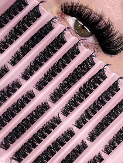 180 Pcs D Curl DIY Cluster Lashes 80D Cluster Lashes, 0.07mm 8-16mm Mixed Natural Eyelash Extension, Super Volume Long Cluster Lashes, Curled Individual Lashes, Slender Long Lashes, Long Cartoon Effect Lashes, Suitable For Beginners To Use At Home Large Capacity Cluster Lashes, Cluster Lashes, Individual Lashes, False Eyelashes.