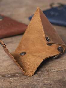 Leather Solid Color Customized Data Cable Storage And Protection Customized Text LOGO Vintage European And American Style Pouch Triangle Keychain Bag Data Cable & Bluetooth Earphone Storage Bag Suitable For Going Out Decoration Earphone Storage Coin Key Convenient To Carry Holiday Party Gift Giving Mother's Day Birthday - Multicolor - View 6