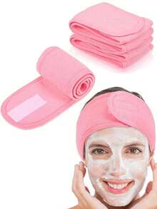 3pcs Adjustable Magic Tape Hair Bands, Women Spa Headband, Shower And Makeup Hair Ties, Suitable For Washing Face, Soft Towel And Hair Accessories - Multicolor - View 13