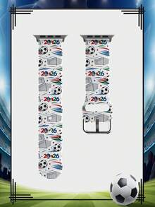 1條 2026 世界盃足球圖案印花矽膠錶帶，中性時尚矽膠錶帶，適用於 38mm 40mm 41mm 42mm 44mm 45mm 46mm 49mm，適用於 Series Ultra/S11/S10/SE/8/7/6/5/4/3/2/1，適合足球賽事運動智慧手錶錶帶配件 - 彩色 - 查看 10