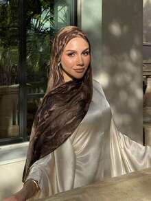 1pc Women's Scarf, Bohemian Watercolor Print Shawl Headscarf, Muslim Hijab Suitable For Daily Wear, Autumn L2P1 MVYQ - 黑灰 - 查看 2