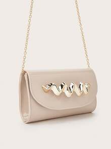 Bolso de mano de mujer de cuero PU con espejo grande, brillante, encantador, lujoso, elegante y exquisito, bolso de noche para fiestas con correa de cadena desmontable, adecuado para bodas, fiestas, bailes, adecuado para niñas, damas, estudiantes universitarias, mujeres trabajadoras - Albaricoque - Ver 4