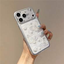 1 chiếc ốp lưng điện thoại hình bướm hoa trà 3D lấp lánh, hiệu ứng cát chảy, tương thích với iPhone 17 Pro Max, 17, 16, 15, 14, 13, 12, 11 Pro/Pro Max, chống rơi vỡ. - trắng - Xem 3
