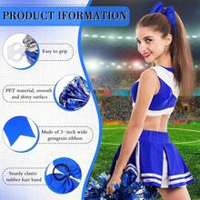 3pcs Cheerleading Pom Poms And Large Cheer Bow Metallic Cheer Supplies Team Spirit Sports Dance Cheer Equipment Purple Mini Cheer Poms Stitch Costume Cheer Gear - Multicolor - View 2