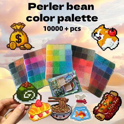 Creative Handmade Beads Craft Kit, Anime Pixel Style Beading Puzzle Set, Heatproof Soft Beads, Multi-Pattern Templates & Accessories, Parent-Child Interactive DIY Gift, Beginner Friendly, Creative Decor, Keychain, Handmade Supplies, High-Quality Uniform Beads, & Odorless, Fun Hobby Toy For Crafters