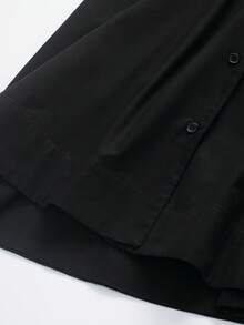 Đầm ngắn tay cổ tàu bằng satin màu đen thanh lịch cho mùa hè - màu đen - Xem 6