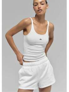 Alo Yoga Ribbed Prosper Tank | Signature Micro-Ribbed Performance Fabric | High-Neck Sophisticated Silhouette | Built-In Shelf Bra Support | Moisture-Wicking & 4-Way Stretch | Essential Luxury Activewear - trắng - Xem 4