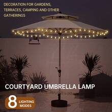 1PC, 50LED Battery Powered 8 Modes Remote Control LED Umbrella Lights Patio Umbrella String Lights Outdoor Umbrella Pole Lights DIY White Ball Fairy Lights Wireless Umbrella Lights For Patio Backyard Garden Camping Tent (Without Battery) - Đèn LED String Light - Xem 5