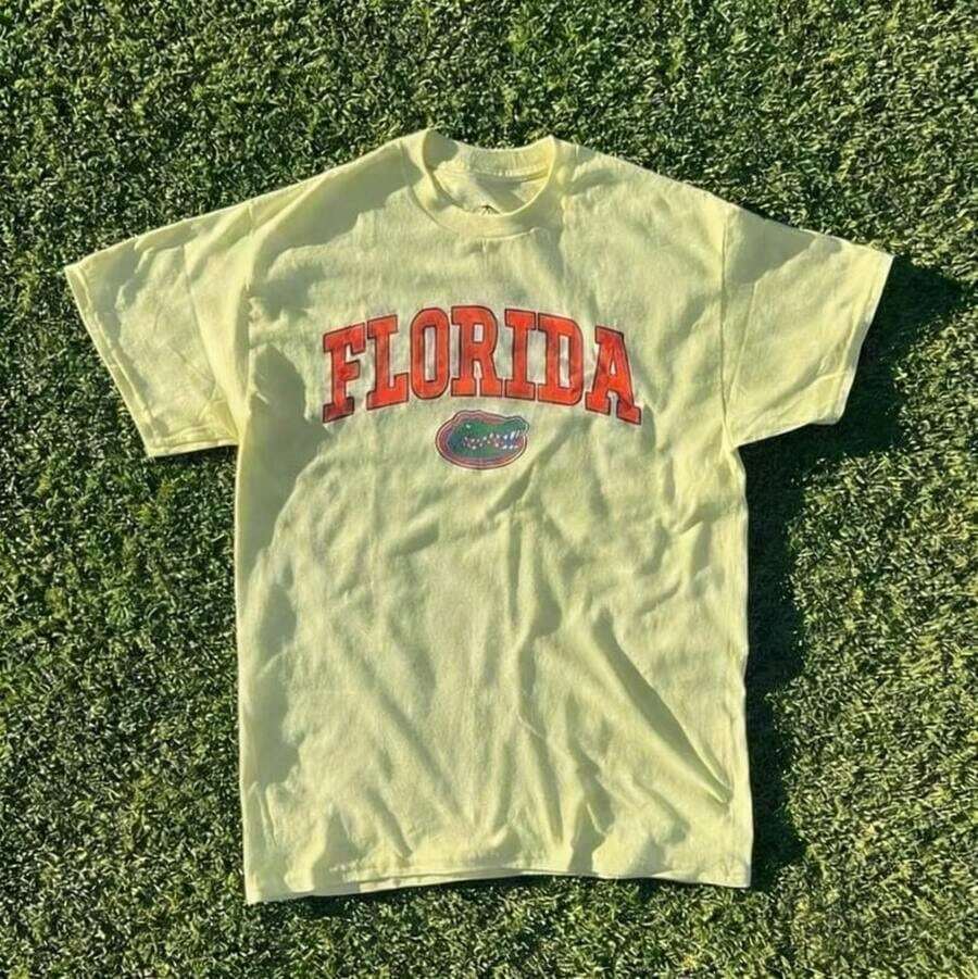 2026 Summer New Short Sleeve Pattern Top ,Vintage Florida State Gators Shirt -Breathable Cotton T Shirt - 黃色 - 查看 1