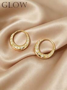 1 par de pendientes de aro con estrella de cristal de estilo minimalista y elegante retro, adecuados para uso diario, festivales y fiestas de chicas adolescentes - Estrella - Ver 1