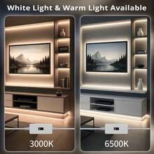 USB Powered LED Light Strip With Motion Sensor, Flexible USB Cable, Warm White/White Ambient Lighting For Bedroom, Kitchen, Wardrobe, Easy Installation, Suitable For Holiday Decoration - White - View 4