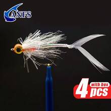 4 piezas Juego de señuelos de pesca con mosca hechos a mano, surtido de moscas para trucha con caja de almacenamiento - Multicolor - Ver 9