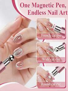 9件套猫眼美甲磁性工具套装，法式猫眼心形银色美甲磁棒，猫眼凝胶指甲油磁性工具，可打造不同猫眼效果，美甲用品 - 彩色 - 查看 3
