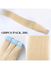 20pcs Set Of Invisible Tape-In Hair Extensions - 100% Remy Human Hair, Straight Thick Weave In Coffee Dark Brown & Blonde, 40.64-60.96 Cm, 50g Each Pack, Natural Look For Women - S613 - View 3