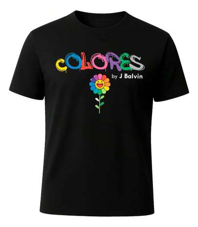 Playera J Balvin Colores Flor Hombre Mujer Dtf Calidad 100% Negro Flor (mujr) Xg Lisa
