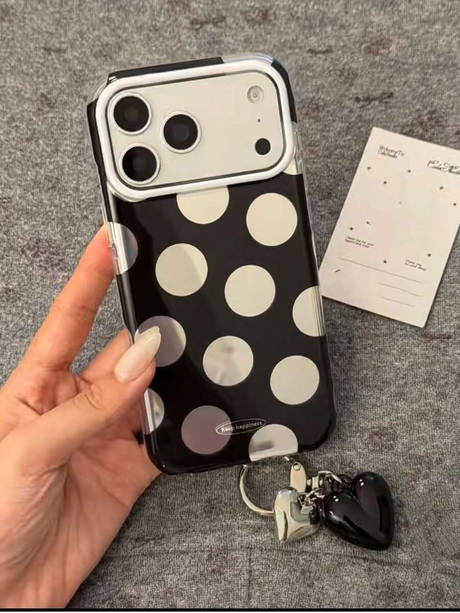 极简银色波点手机壳，兼容 15、17 Pro、17 Pro Max、16、16 Pro Max、15 Pro，柔软全包保护 - 黑色 - 查看 1