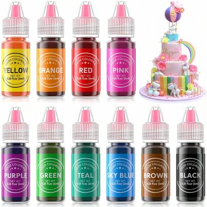 Gel Baking Pigments, 33 Colors Set, For Baking Decorations, Baking Vivid Dyes, For Baking DIY, Gluten Free Coloring Gel Set, 0.25 Fl Oz/Bottle