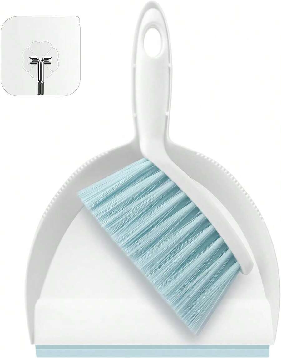NACENA Handheld Dustpan And Broom Set – Mini Compact Brush Combo For Desktop, Sofa, Car & Kitchen Crumbs Small Cleaning Tool With Stiff Bristles, Blue - 藍色-1 - 查看 1
