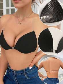 Bra Push-Up Tak Terlihat untuk Wanita, Bra Perekat Tanpa Tali, Tali yang Dapat Dilepas, Cocok untuk Gaun Tanpa Punggung - Clear - View 2