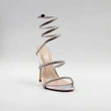 De moda    Diamante de imitación    Zapatillas abiertas   Fiesta - Plateado - Ver 1