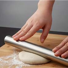 1/2 cây cán bột bằng thép không gỉ nhẹ, thích hợp cho việc làm bánh, có thể dùng để cán kẹo, bánh quy, bánh nướng, bánh bao, hoành thánh và bột làm bánh pizza, con lăn bột rỗng bằng thép không gỉ nhẹ. - Xem 3