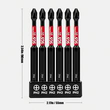 Bộ 6 mũi vít từ tính chống gỉ bằng thép S2 90mm, độ cứng 61HRC, chất lượng công nghiệp, độ cứng cao và khả năng chịu va đập tốt, thích hợp cho việc lắp ráp đồ nội thất, thiết bị gia dụng, ô tô và dụng cụ điện. - B-đen - Xem 5