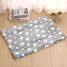 1 pieza Esterilla de franela gruesa para perros y gatos, cama de dormir suave y cálida, manta/colchoneta antideslizante lavable para mascotas para todas las estaciones - Gris Claro - Ver 21