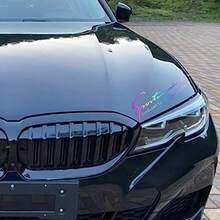 Car Front Cover StickerCar Bumper Body Stickers Reflective Car Bumper Sticker Universal DIY Vinyl Sticker For Car Body Sport Style Car Body Stickers Seven Colour Gradient - C - View 2