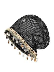 1pc Bohemian Style Shell Pendant Beanie Hat, Vintage Hollow Out Breathable Sunhat For Women, Spring/Summer,Beach,Travel - Seashell Tassel Hat - View 5