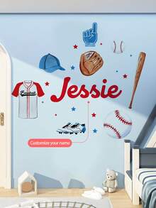 1pc Customizable Astronaut & Sports Theme Wall Sticker, Removable Wall Decal - Multicolor - View 8