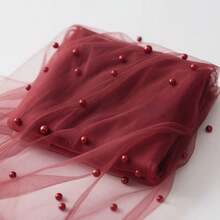 Bohemian Style Table Runner With Pearls, Suitable For Wedding Party, Baby Shower, Wedding Dessert Table Decor - Burgundy - View 4