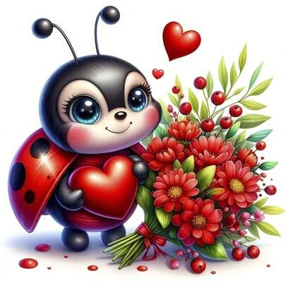 1pc/2pcs/3pcs Cute Ladybug Bouquet Heat Transfer Stickers, Adorable Romantic Style DIY Iron-On Patches Suitable For T-Shirts, Hoodies, Canvas Bags, Hats, Pillows