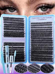 Bộ nối mi giả dạng chùm 720/666 sợi, dung lượng cao, mi giả bền lâu có keo dán, nhíp, cọ mascara, thân thiện với người mới bắt đầu, bộ mi giả mềm mại, bông xốp, mi giả tái sử dụng, trông tự nhiên, dung lượng lớn, tự làm tại nhà, bộ nối mi dạng chùm, phù hợp cho trang điểm mắt hàng ngày, chụp ảnh, đám cưới. - Nhiều màu - Xem 4