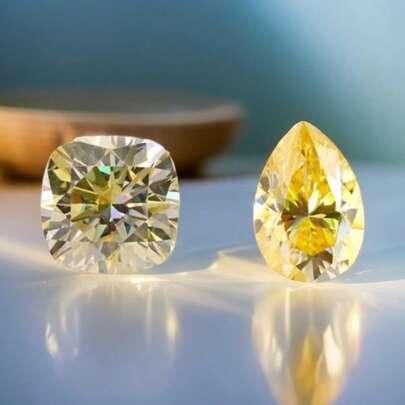 1 pieza 1~3ct Moissanita sintética de color amarillo pálido con corte cojín y corte pera, accesorio de joyería de moda, perfecto para pulseras, collares, aretes, joyería y recuerdos DIY.
