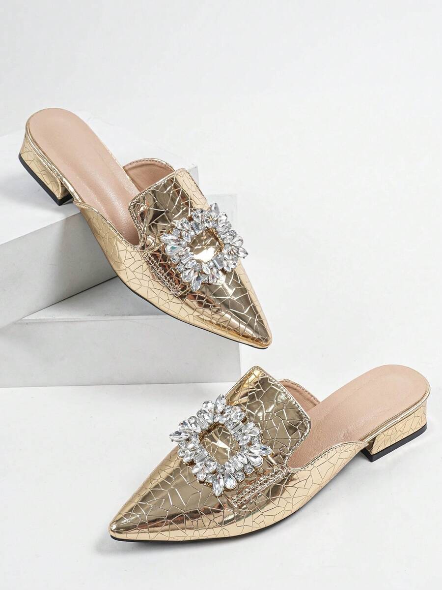 Cómodas y fáciles de usar sandalias planas tipo slide minimalistas francesas en oro y plata - Dorado - Ver 1