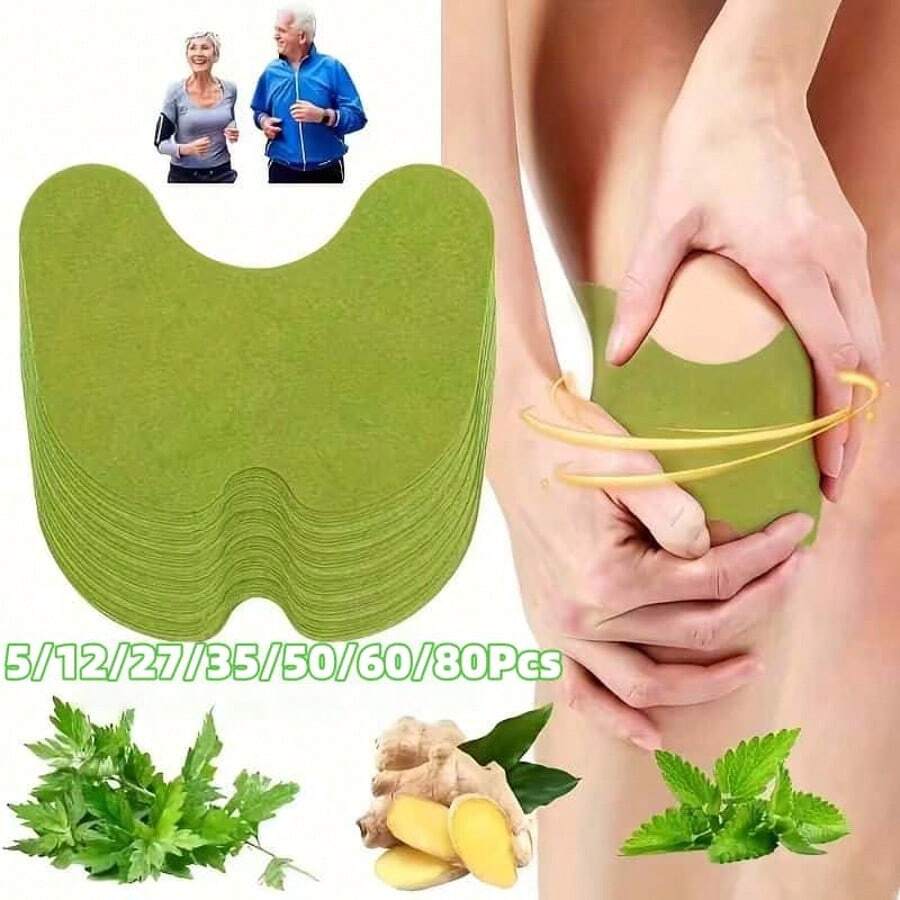 5/12/27/35/50/60/80片装纯中草药艾灸贴,适用于身体、膝盖、肩膀、背部护理,持续8小时有效 - 查看 1