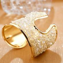 Handgefertigtes funkelndes goldfarbenes Armband mit Natursteinen, personalisierter übertriebener glänzender handgefertigter Metallarmreif, einzigartiges Einzelstück, Modeschmuck für Party, Alltag, Urlaub, Geschenk - Goldgelb - Übersicht 8