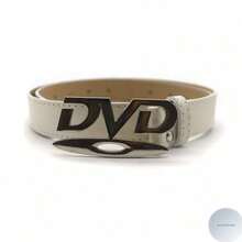 Unisex Retro DVD Buckle Decorative Belt, Black & White Multifunctional Belt Suitable For Jeans, Women's Gift VU3A - trắng - Xem 9