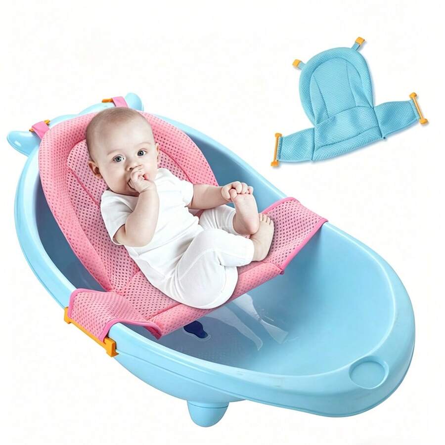 1件装夏季婴儿浴网垫，可调节搭扣漂浮垫，婴儿脊椎保护浴网，婴儿浴缸沐浴用品 - 彩色 - 查看 1