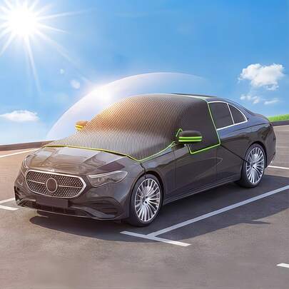 通用汽车磁性遮阳罩，汽车遮阳罩 - 隔热、防紫外线、防雪、防风、防落叶，适用于SUV和轿车三窗扩展型 - 保护罩，汽车罩