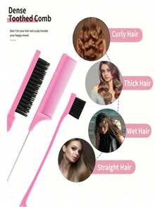 15pcs Hair Styling Tool Set Includes Spray Bottle And Satin Bonnet. Set Contains: Curling Comb, 9-Row Styling Comb, Wide-Tooth Comb With Hook Handle, Tail Comb, Double-Sided Comb, Scalp Massage Brush, And 4 Styling Clips (Alligator Clips). - Multicolor - View 8