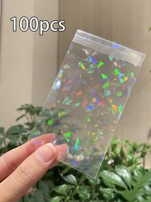 50/100pcs Transparent Holographic Jewelry Bags - OPP Packaging For Rings, Earrings, Bracelets, Necklaces, Rainbow Gradient Display & Storage, Valentine's Day Gift - Multicolor - View 18