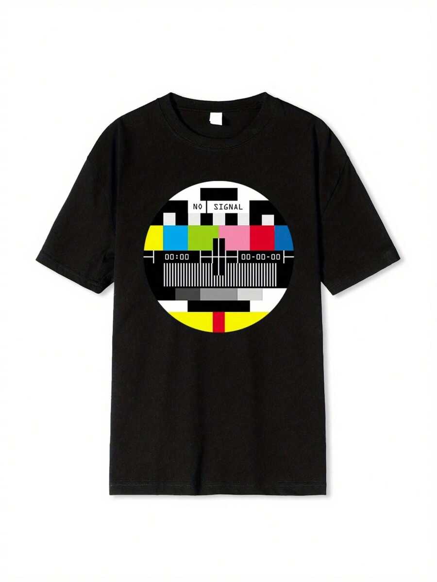 Men's Plus Size T-Shirt 2026, 100% Signs Free, Parker Style, Urban Fashion T-Shirt, Novelty Geometric Design T-Shirt, Short Sleeve, Summer T-Shirt, Extra Large T-Shirt. - 黑色 - 查看 1