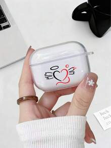 1 chiếc ốp tai nghe trong suốt họa tiết cánh thiên thần và trái tim sáng tạo, phù hợp với 4/ 1/ 2/ 3/ Pro/ Pro2/ Pro3, một món quà Giáng sinh đơn giản và phong cách. - Trong sáng - Xem 6