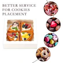 Hộp đựng bánh pie kích thước 8x8x2.5 inch, hộp bánh ngọt có cửa sổ, hộp đựng bánh quy, hộp đựng đồ ăn vặt, bánh ngọt, dâu tây, sô cô la, truffle và bánh donut. - trắng - Xem 5
