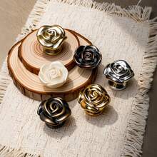 1pc Gold Rose Flower Drawer Knob, Vintage European Style Floral Cabinet Handle, Kitchen/Wardrobe/Vanity Hardware, Suitable For American/French Country Decor - A - View 2