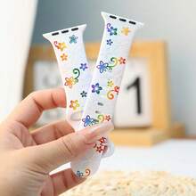 女士彩虹花卉雕刻软硅胶运动表带，兼容 38mm 40mm 41mm 42mm 44mm 45mm 49mm，S10 42mm 46mm，适用于 Ultra 2/1 SE Series 11 10 9 8 7 6 5 4 3 2 1，可爱时尚表带，完美礼物 - 彩虹-3 - 查看 6