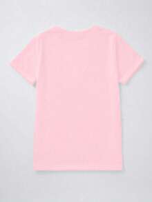 Plus Size Round Neck Short Sleeve T-Shirt, Made Of High Elasticity Fabric, Printed With Colorful Fish Pattern - Pink - View 2